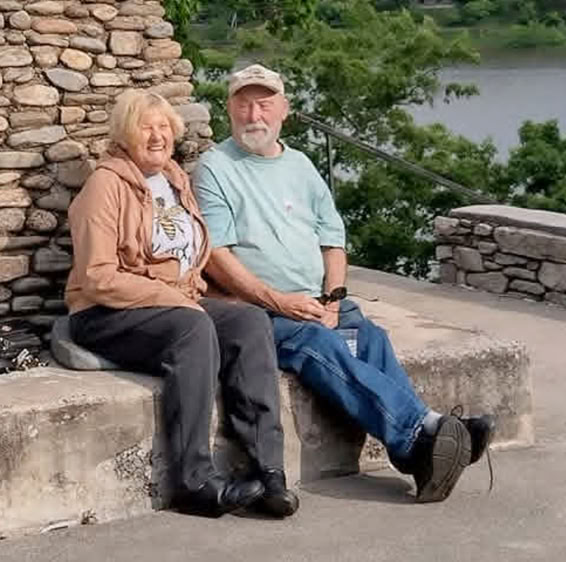 Beth and Rick at the croos of Lake Junulaska.